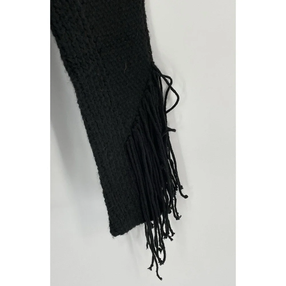 NWT G by Giuliana‎ Black Label Womens XXS Sweater Cable Knit Black Fringe Sleeve